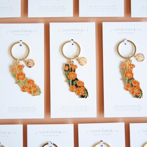Gold California Poppy Soft Enamel Keychain image 2