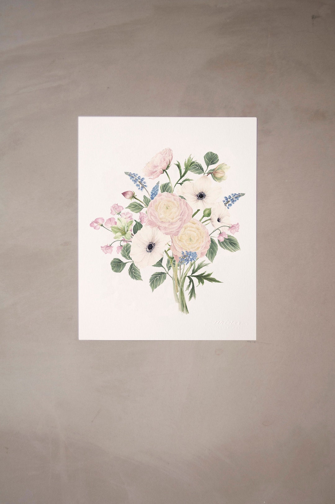 Watercolor Floral Bouquet Artprint 8"x10" - Etsy
