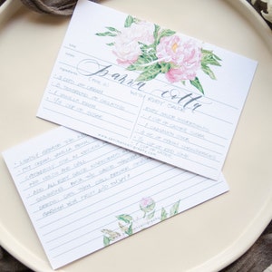 Recipe Cards with Watercolor Peonies Set of 10 image 4