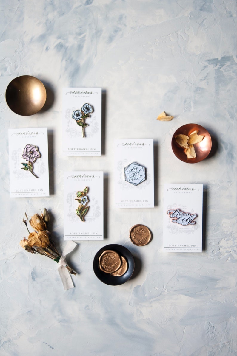 White Anemones Soft Enamel Pin