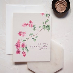 Siempre fue usted digitalmente impreso tarjeta de felicitación con bougainvillea acuarela