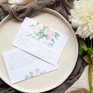 Recipe Cards with Watercolor Peonies Set of 10 image 2