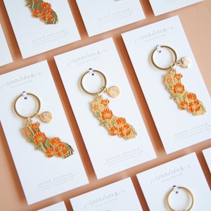 Gold California Poppy Soft Enamel Keychain
