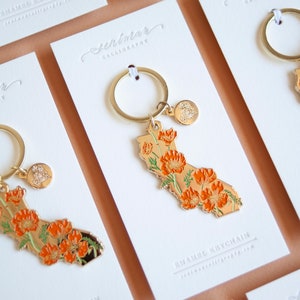 Gold California Poppy Soft Enamel Keychain image 3