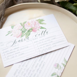 Recipe Cards with Watercolor Peonies Set of 10 image 3