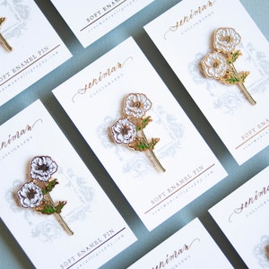 White Anemones Soft Enamel Pin