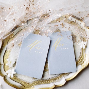 Wedding Vow Books Gold Foil Press on Grey Notebook-set of his and her with no personalization image 7