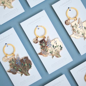Gold Texas Bluebonnet Soft Enamel Keychain