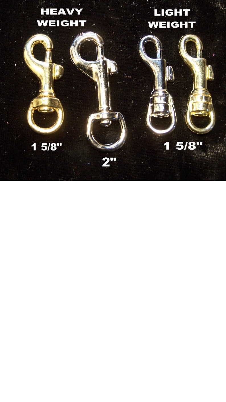 May include: Four metal clasps, two heavy-duty and two light-duty. The heavy-duty clasps are 1 5/8 inches and 2 inches in size. The light-duty clasps are 1 5/8 inches in size.