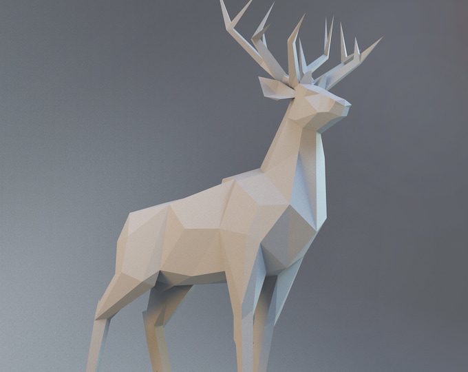 Featured listing image: Deer paper diy crafting low poly