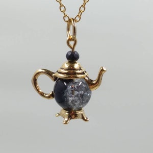 Cracked Glass Tea Pot Pendant Necklace
