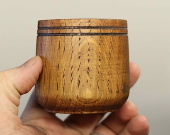 White Oak Mead Cup, Lathe turned Viking-style cup, Wiped Urushi Lacquer Finish