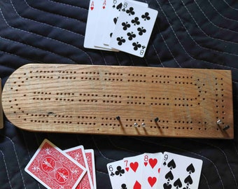 Barn-wood Cribbage Board, Rustic Oak, 2-track