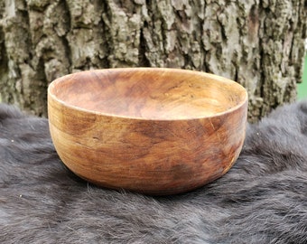 Viking-style Ale Bowl, Hand-Turned Birch Wooden Bowl