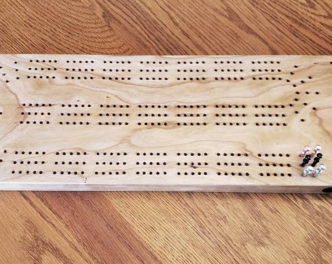 Cribbage board, cherry, 3-track continuous board