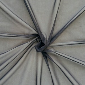 Schwarze transparente 4-Wege Stretch Mesh Stoff, extra leichtes Gewicht Powermesh, Dessous aktiv Kostüm machen, Meterware, 150 cm/ 59 in breit