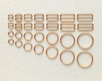 Ljusrosa guldfärgade BH-ringar och sliders, metallremsjusterare för underkläder, 6-20 mm (1/4-13/16 tum)