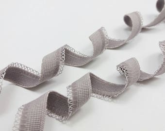 Gray picot edge lingerie bra elastic, 12 mm (1/2 in) wide, 2-5 m