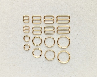 Golden Metal Round Ring Slide Regulator Adjuster 11mm Wide Lingerie Supplies 