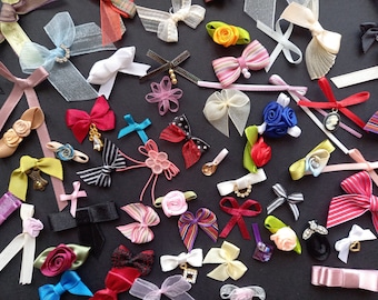 Decorative satin ribbon bra bows, 30 pieces, assorted lingerie embellishment bow grab bag