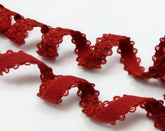 Elastico decorativo per reggiseno, elastico per lingerie con retro in peluche rosso, larghezza 12 mm (1/2'')