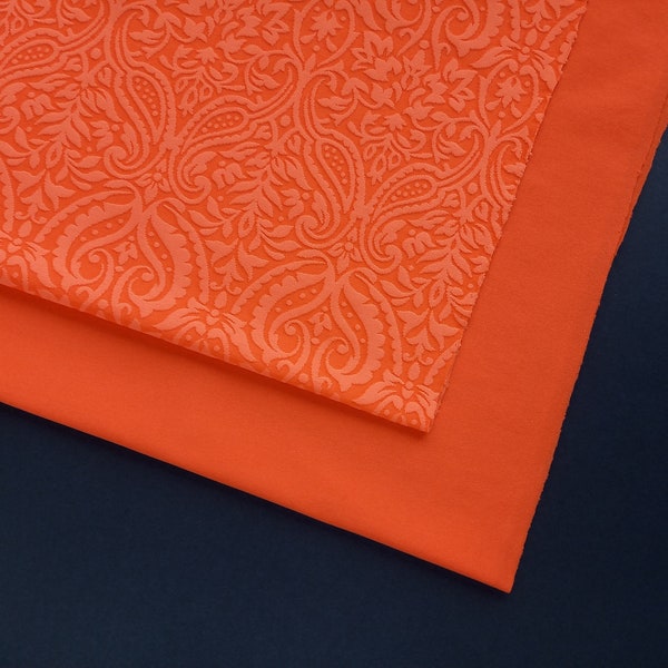 Kit de tissu orange vif pour maillot de bain. Tissu principal et doublure. Des bretelles prêtes à l'emploi sont disponibles gratuitement.