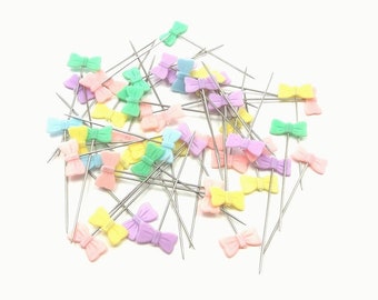 50 épingles à coudre multicolores avec têtes en forme d’arc, tissu décoratif de couturière scrapbooking épingles d’artisanat, outil de couture