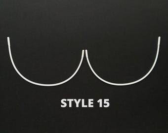Bra underwires, strong coated metal, Style 15 – classic round. Size charts available for download