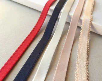 Bra strap elastic 10 mm (3/8 in), decorative satin lingerie shoulder strap elastic, 2-5 m