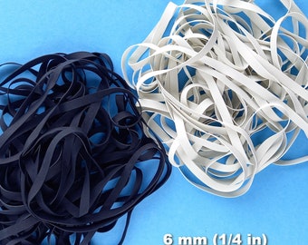 6 mm (1/4 in) silicon coated swimwear elastic. Rubber tape with ribbed surface for bikini swimsuit sewing.