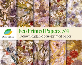 Eco Dyed Nature Prints | Junk Journal Paper, Scrapbook (Digital Download)