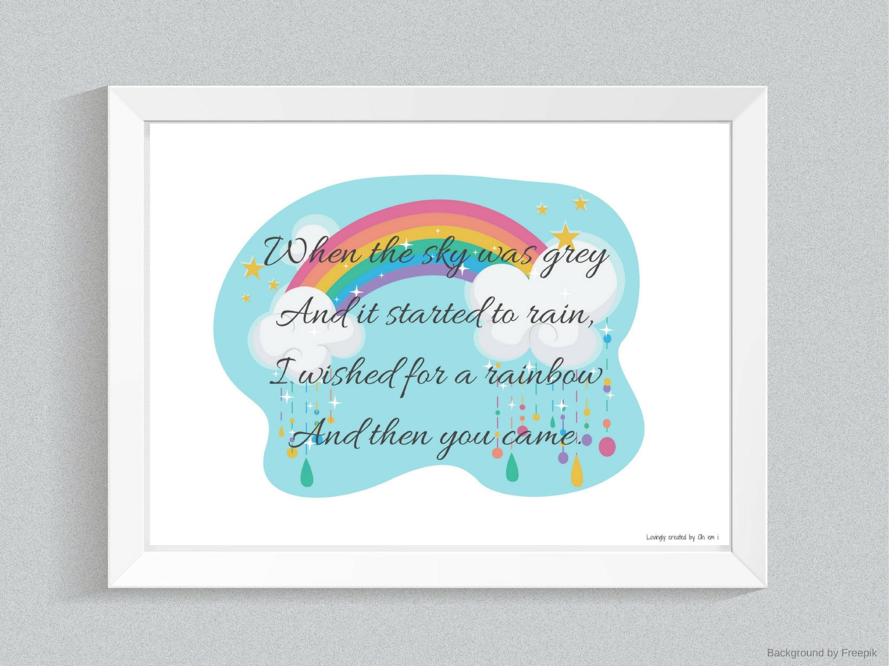 Rainbow Baby Print New Mom Rainbow Baby Poem Whimsical Nursery Etsy