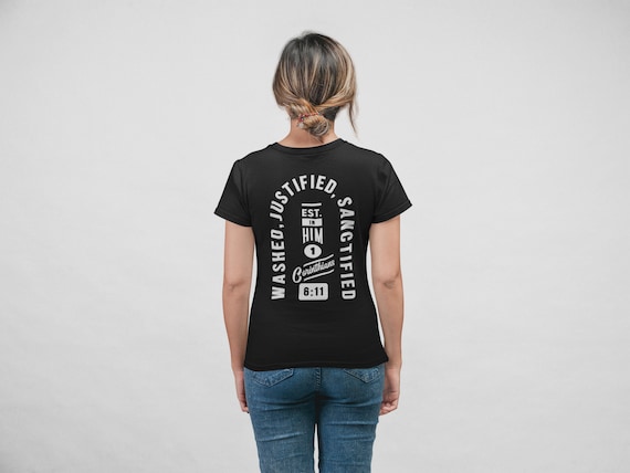 1 CORINTHIANS 6:11 - Women's Black/White T Shirt