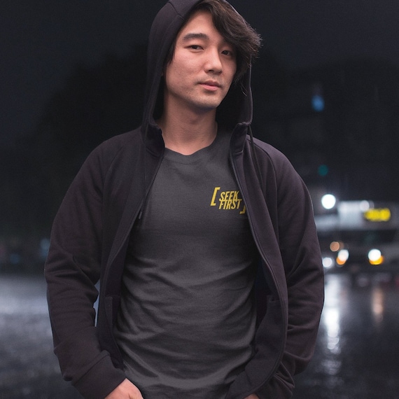 SEEK FIRST - Men's Charcoal/Yellow T Shirt