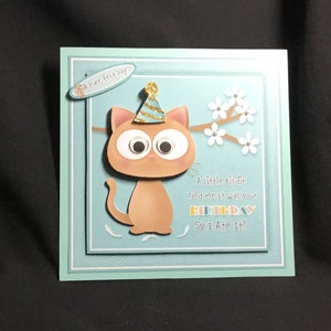 Carte de découpage 3D humoristique chat, grande carte, personnalisée, faite main au Royaume-Uni