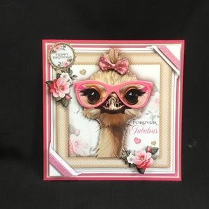 Biglietto di compleanno Forever Fabulous, decoupage 3D, personalizzato, fatto a mano nel Regno Unito