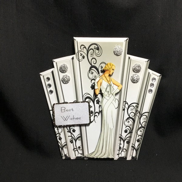 Art Deco 3D Decoupage Card, 1920’s Style Card,Personalised, Handmade In The UK