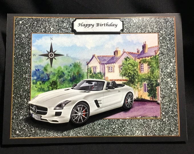 Sports Car 3D Decoupage Card, Personalised, Handmade In The UK