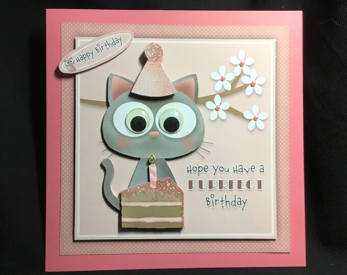 Humorous Cat 3D Decoupage Card, Large Card, Personalised, Handmade In The UK