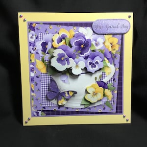 Carte de découpage 3D florale pensée, votre jour spécial, personnalisée, faite main au Royaume-Uni