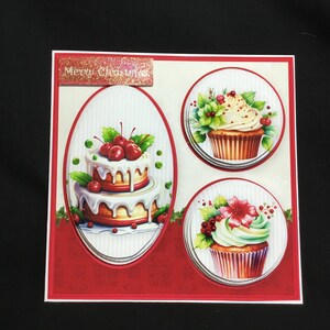 Gâteaux de Noël, cartes de découpage 3D, faites à la main au Royaume-Uni