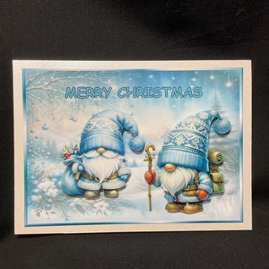 Biglietto di Natale con gnomo, decoupage 3D, appositamente per te, auguri festivi, auguri stagionali, fatto a mano nel Regno Unito