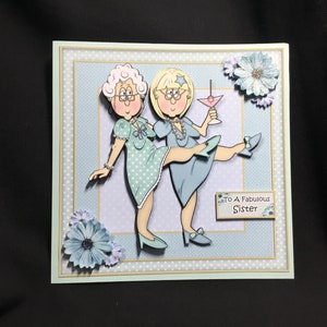 Carte soeur, amie fabuleuse, carte d'anniversaire, découpage 3D bleu, personnalisée, faite main au Royaume-Uni