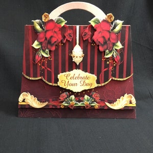 Handtasvormige 3D-decoupagekaart, gepersonaliseerd, Your Special Day, verjaardagskaart, handgemaakt in het Verenigd Koninkrijk