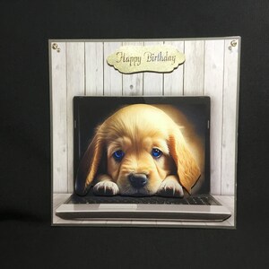 Chiot mignon, cartes de découpage 3D, anniversaire, anniversaire, fête des pères, fait main au Royaume-Uni