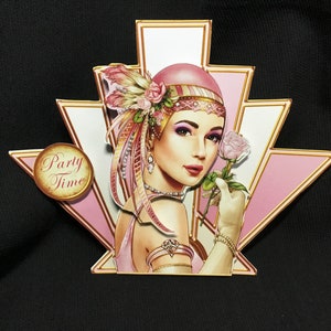 Carte Art déco, Profitez de votre journée, Anniversaire de style années 1920, Journée spéciale, Rose et Or, Faite à la main au Royaume-Uni
