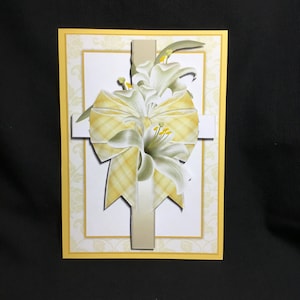 Carte de condoléances, mes condoléances, mes plus sincères condoléances, carte faite main, croix blanche et lys, mes condoléances, désolé d'entendre