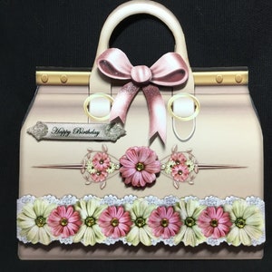 Handbag Shaped 3D Decoupage Card, Daisy Card, Personalised, Birthday Card, Handmade In The UK