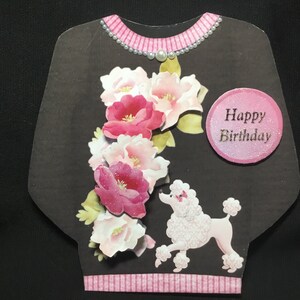 Biglietto a forma di maglione nero e rosa, personalizzato, fatto a mano nel Regno Unito