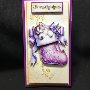 Money Gift Card/ Voucher Wallet, Puppy In A Stocking, Especially For You, Special Day Gift, Seasonal Greetings, Handmade In The UK